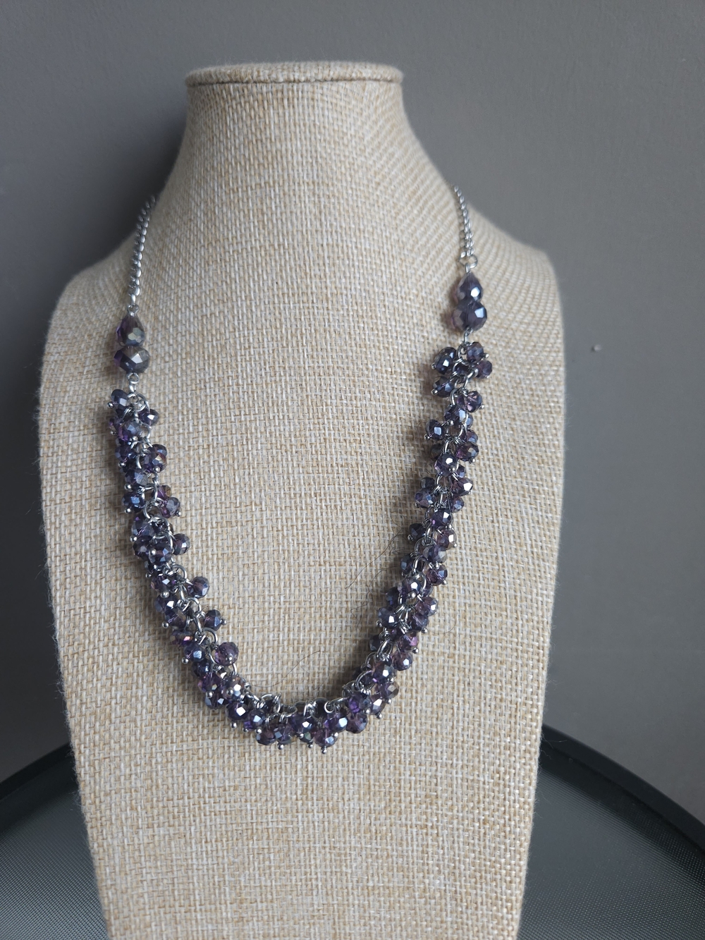 Faceted Purple Crystal Cluster Necklace for Women